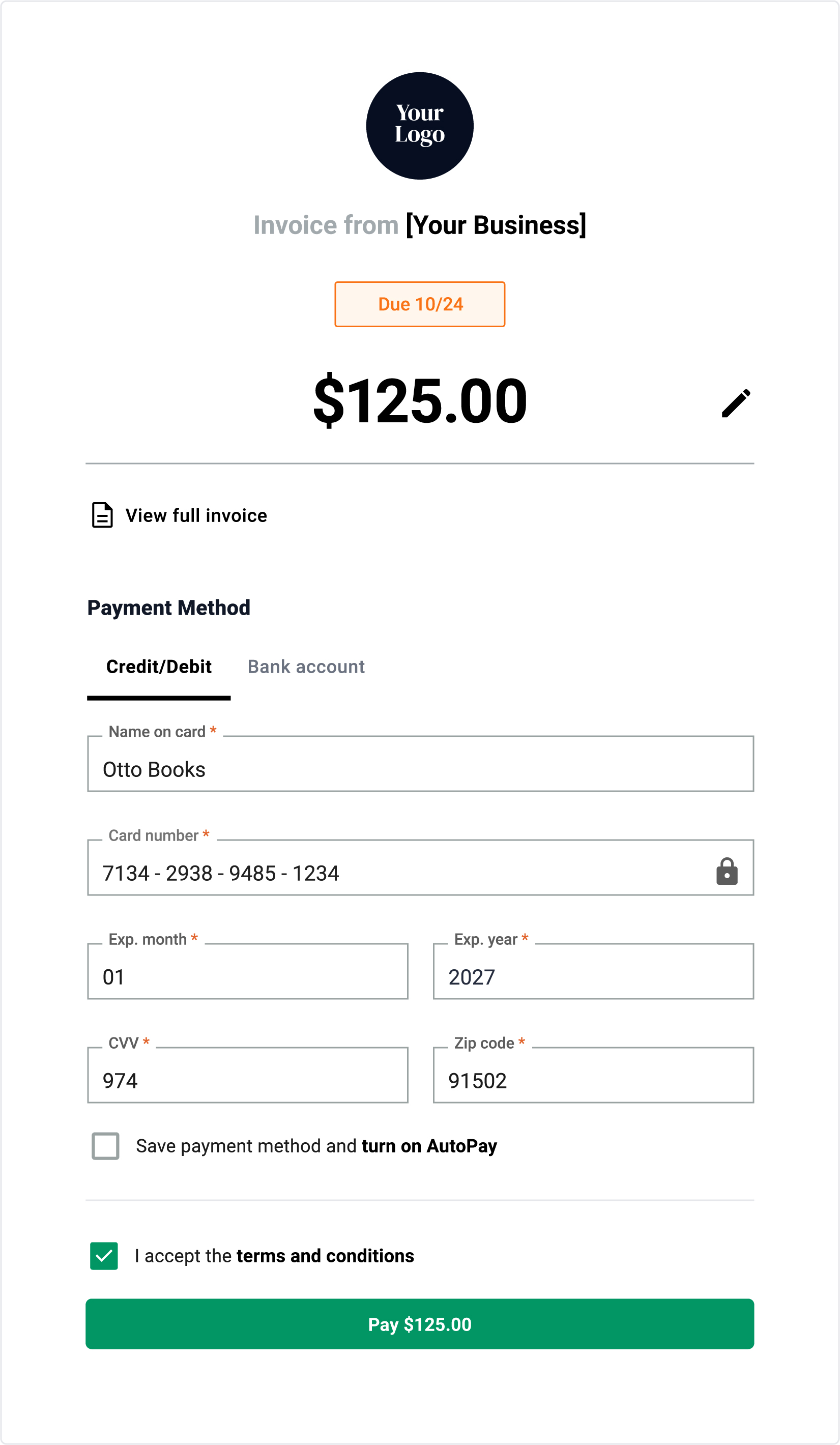 Autobooks invoices from CNB