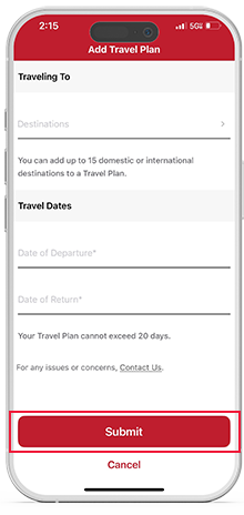 Adding travel plans