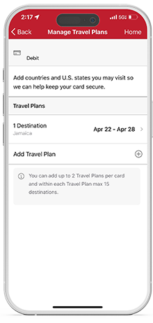 Adding travel plans