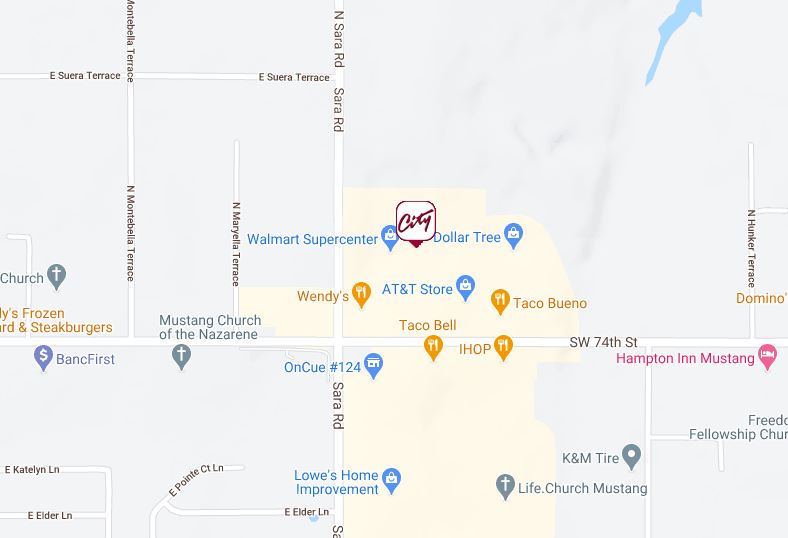 Click to view Mustang City National Bank Walmart branch and ATM location