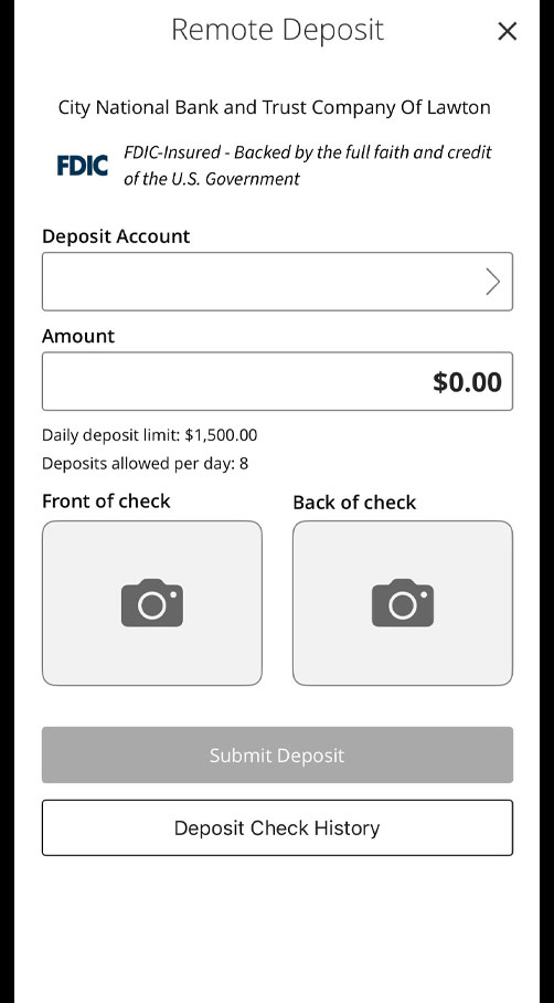 CityNET Mobile App mobile check deposit