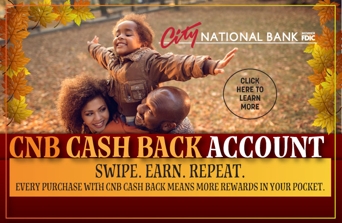 SWIPE. EARN. REPEAT. Every purchase with CNB cash back means more rewards in your pocket!